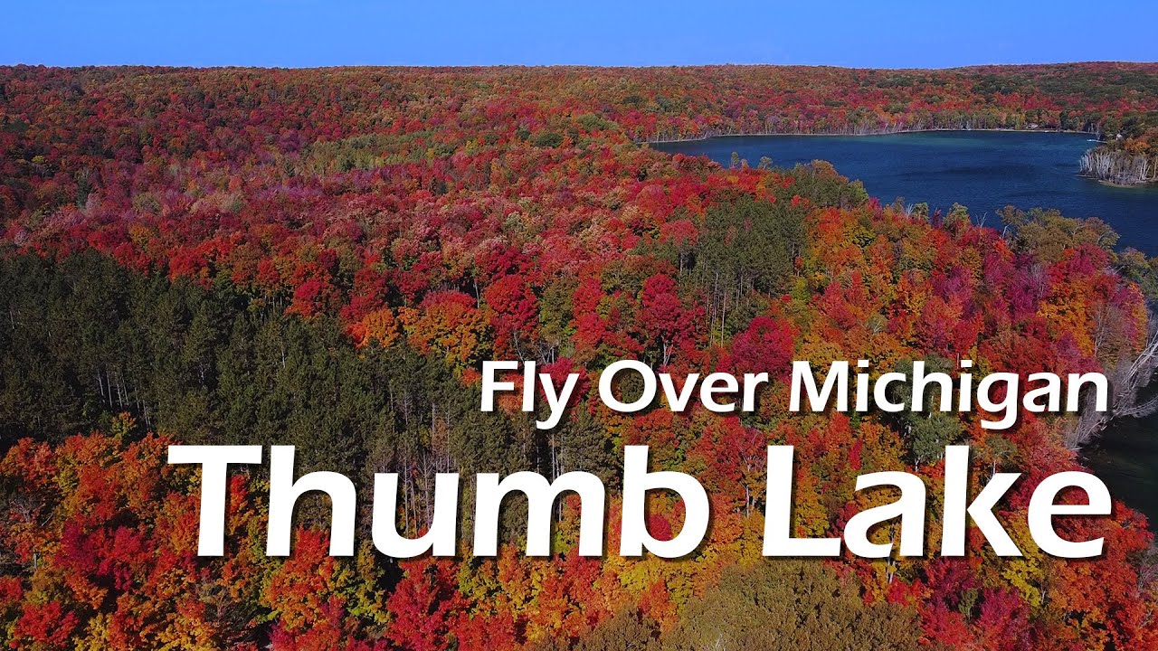 Fly over Michigan, Beautiful Fall Season at Thumb Lake