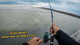Salah Target!!,Mancing Casting di pantai strike ikan Besar