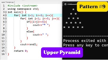 🎯 C++ Pattern Program: Print Upper Pyramid of Stars Using For Loop