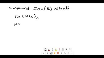 What is the formula of the following compound Iron (III) nitrate? Fe2N2 Fe(NO3)2 Fe(NO3)2 Fe(NO3)2