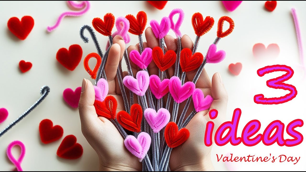 WHICH IDEA DID YOU LIKE THE BEST ❤ 3 ideas for hearts made of pipe cleaner ❤ VALENTINE'S DAY ❤