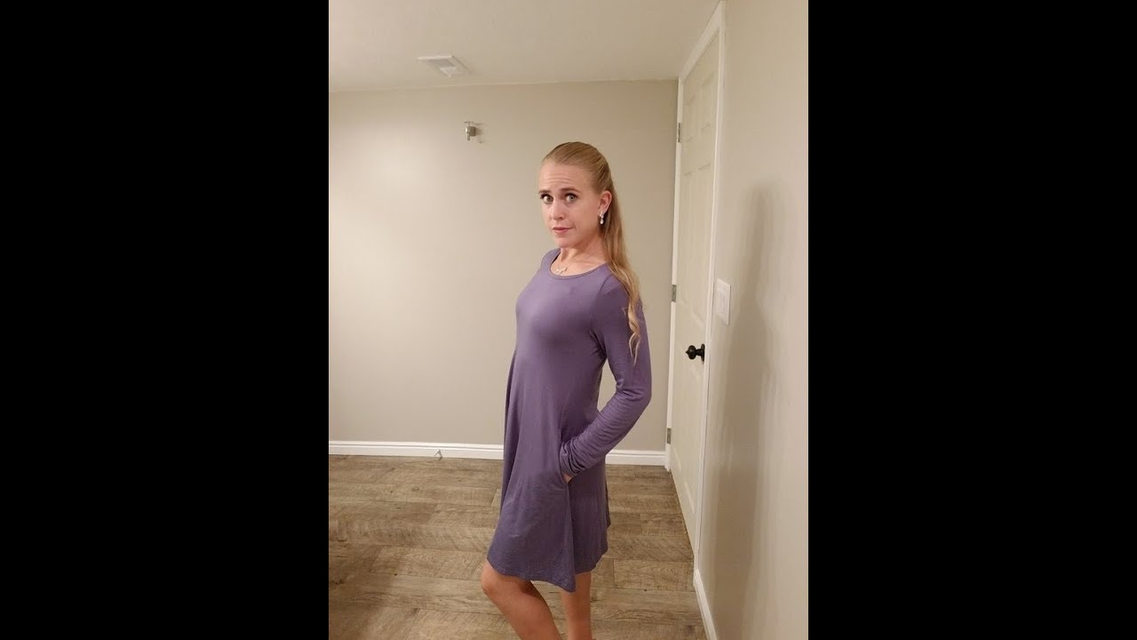 AUSELILY Women's Pockets Casual Swing T-shirt Dresses - YouTube