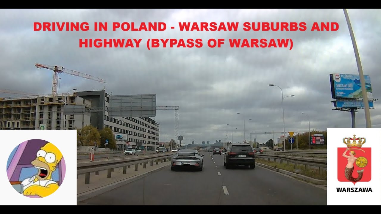 Driving in Warsaw suburbs & highway - Poland  - from Józefosław to Blue City Mall in Warsaw