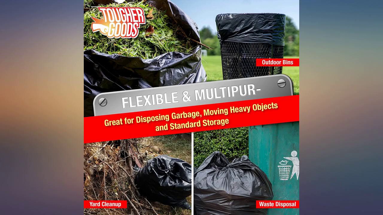 Reli. Contractor Trash Bags 55 Gallon Heavy Duty | 20 Bags w/Ties |  Construction Garbage Bags | Industrial | Extra Large/Big | Black