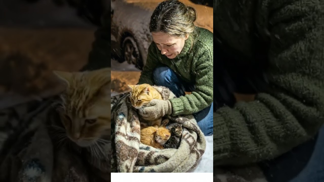 Кошку-маму и ее котят спасли в сильный снегопад ❄️🐱 | Трогательная история 