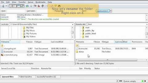 Managing files in FileZilla