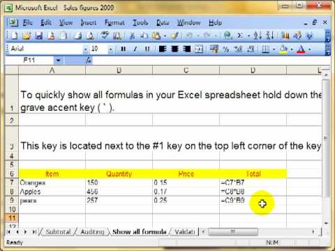 AM 4522 Show all formula Microsoft Excel 2003 ECDL Advanced ITQ3