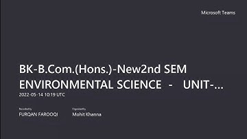 B Com Hons Environment Science Unit 1 Introduction To Environmental Studies