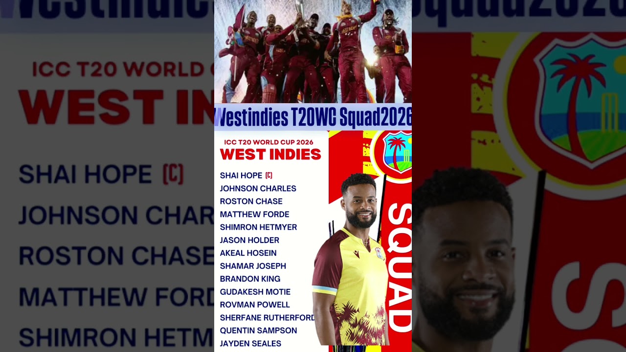 WEST INDIES Squad Announced For T20 World Cup 2026 🏏 