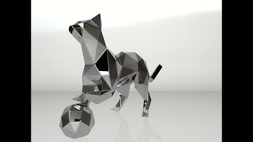 Template for DIY metal sculpture, Pattern of Cat low poly model in DXF and PDF Format Blueprints