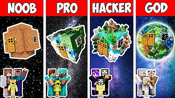Minecraft NOOB vs PRO vs HACKER vs GOD : FAMILY BLOCK EARTH HOUSE BUILD in Minecraft Animation