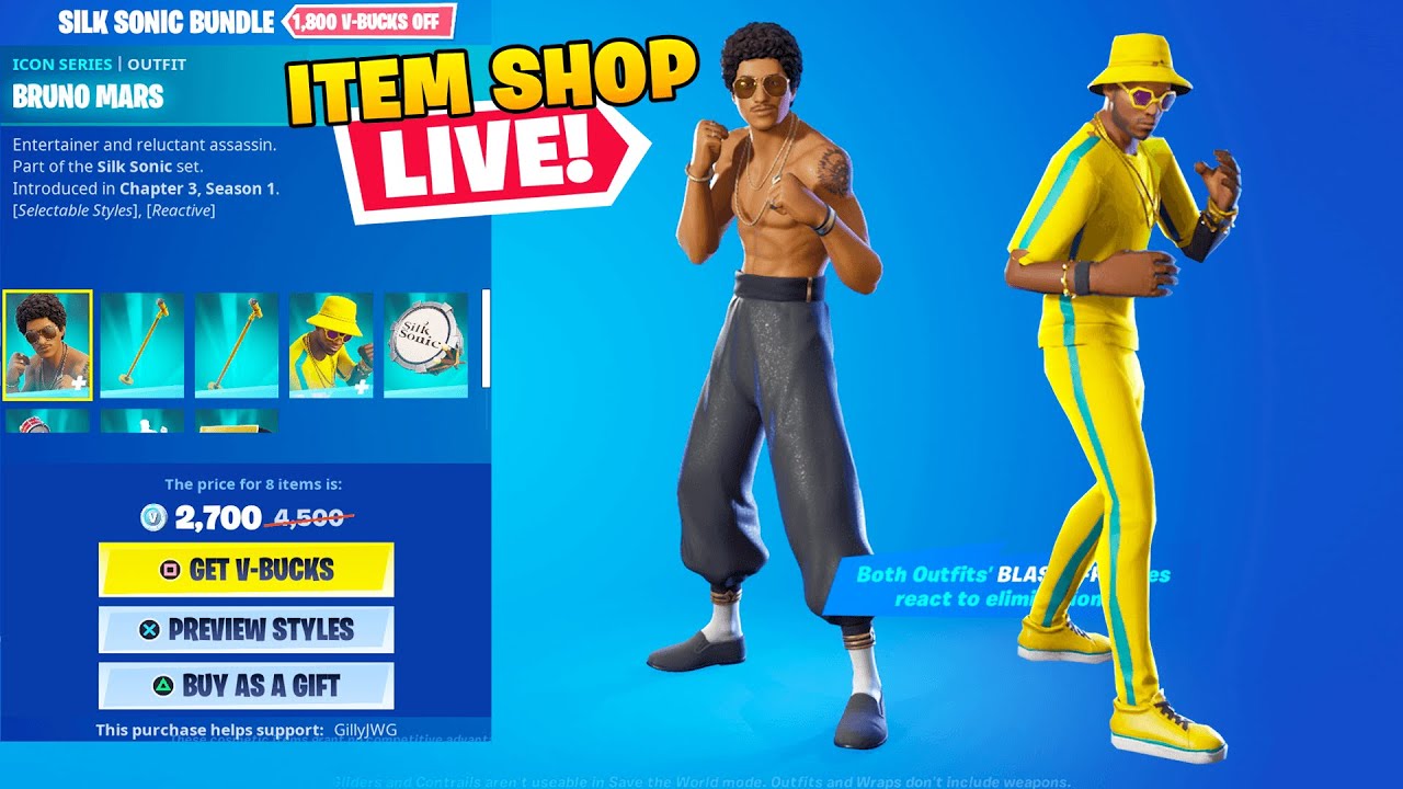 *NEW* BRUNO MARS & ANDERSON .PAAK SKINS! (Fortnite Item Shop Live