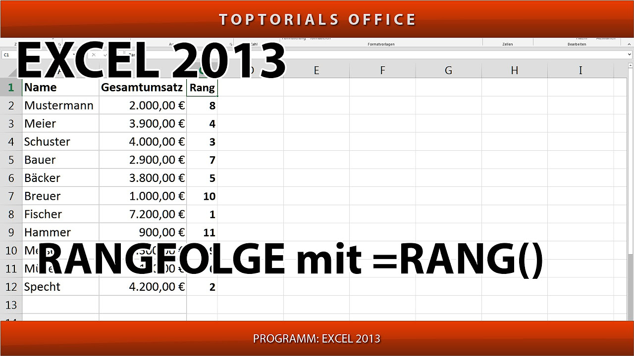 Update New Rangfolge ermitteln mit der Funktion Rang (Excel)
