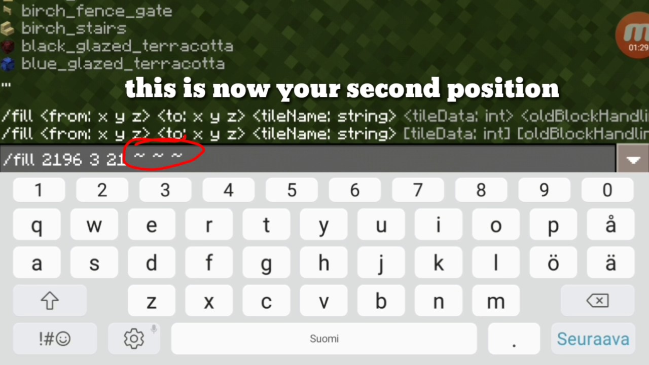 Minecraft Pocket Edition How To Use Fill Command Youtube