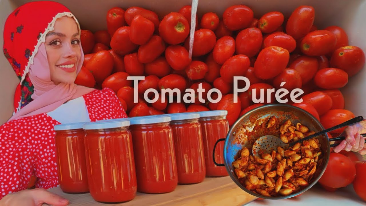 افضل طريقة لحفظ البندورة/ الطماطم الى ستنين 🍅مونة البندور  tomato purée recipe with 2 years life 