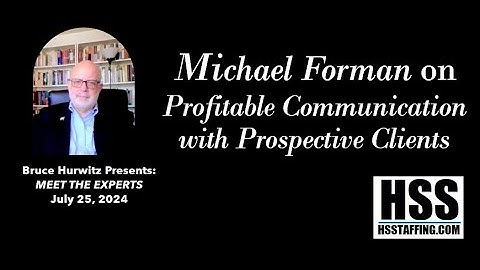 Bruce Hurwitz Presents MEET THE EXPERTS with Michael Forman on Networking