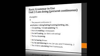 Basic Grammar in Use, Unit 3 I am doing (present continuous)(Example)