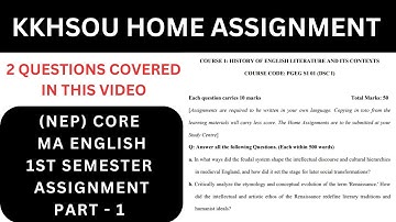 KKHSOU | MA English (Core) | Home Assignment | 1st Semester | Part 1