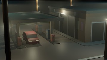 Gas station in Blender (Timelapse)