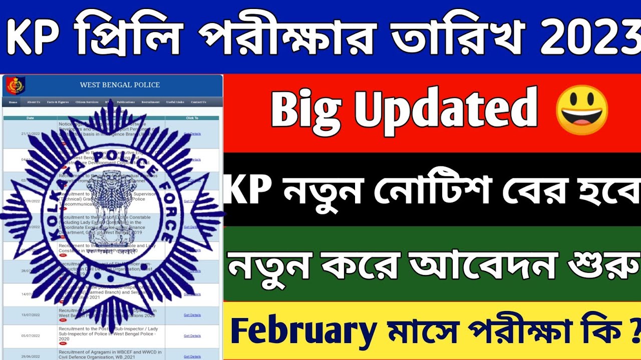 Kolkata Police Constable Preliminaries Exam Date 2023 KP 