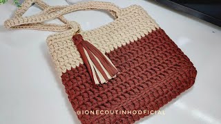 BOLSA EM CROCHÊ FIO DE MALHA | Padrão de Crochê fácil | Bag tutorial