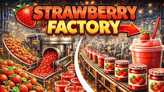 How Strawberry Juice Is Made | Inside Strawberry Juice Factory Process (2025)#factory 