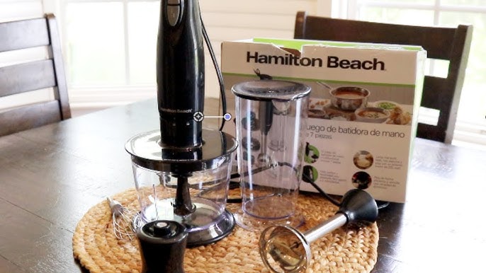 Hamilton Beach 4-in-1 Electric Immersion Hand Blender with Blending Wand,  Whisk, and 3 Cup Food Chopping Bowl, Silver, 59765