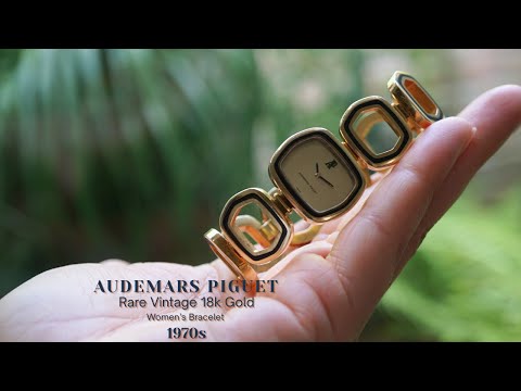 Audemars Piguet 18k Gold & Black Hexagon Bracelet Watch 1970s