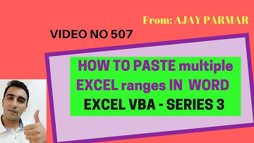 Learn Excel - Video 507-  VBA - How to paste excel multiple ranges in Word- Series 3