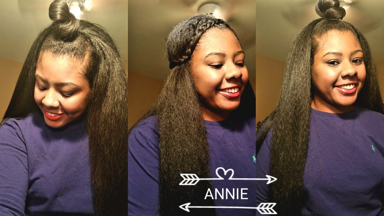 Protective Style | Half Up Half Down Style | Natural Hair Braids & Curly  Hair Custom-Made Half Wig - YouTube
