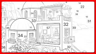 Color by Number Mediterranean Villa Santorini Aura Color app #coloringbook #relaxmindgames #sunset screenshot 1