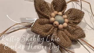 Rustic Shabby Chic Burlap Flower with Wooden Beads DIY