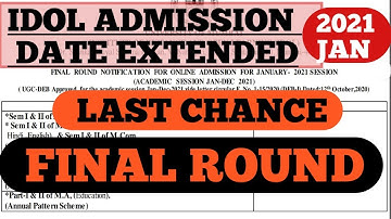 IDOL Admission Date Extended|FYBcom|FYBa|FYbsc|Mcom|MA|Jan 2021|
