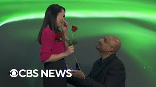 Meteorologist receives surprise Valentine's Day marriage proposal while filming segment