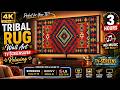 Tribal Rug Wall Art Designs in 4K 🏡 TV Screensaver | Boho Carpet Decor 3 HRS
