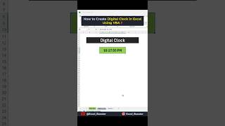 Digital Clock in Excel using VBA ⏰ #excel #shorts #exceltips #exceltricks