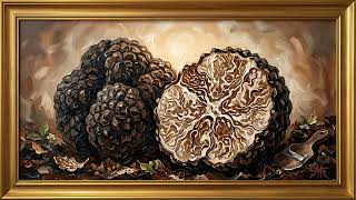 Black Truffle Still Life | Gold Frame TV Art | Luxury Kitchen Painting - 2 Scenes
