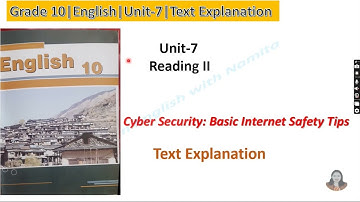 Cyber Security: Text Explanation|Unit-7|Reading II Grade-10|English|Learn English With Namita