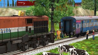 WDM3D DIESEL ENGINE Shunting LHB Blue Coaches On Outer Line / Railfans/ locomotive