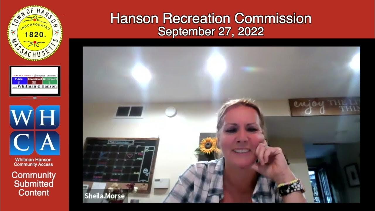 Hanson Recreation Commission Meeting. September 27, 2022 YouTube