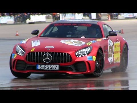 2017 Mercedes AMG GTR DRIFTS ON A WET AIRFIELD! (+ FAILS)