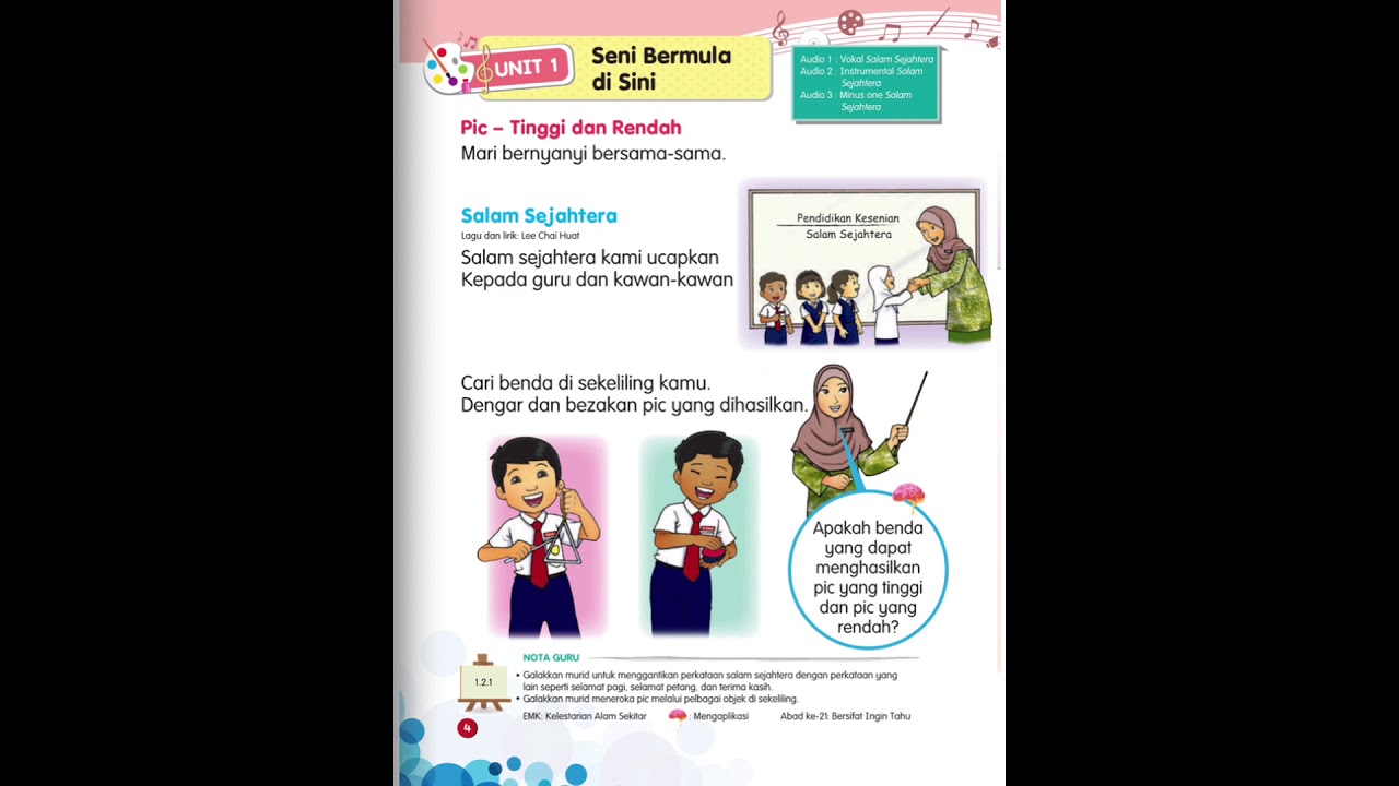 Pendidikan Muzik Tahun 1 001 Salam Sejahtera Vokal Youtube