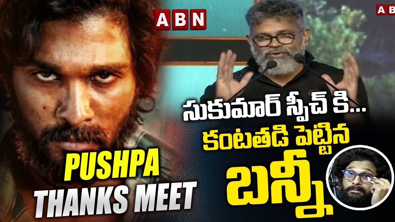 సుకుమార్ స్పీచ్ కి ... కంటతడి పెట్టిన బన్నీ  Sukumar EMOTIONAL SPEECH | PUSHPA MASSive Thanks Meet
