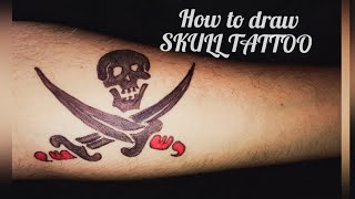 How to draw amazing SKULL SWORD TATTOO / SKULL TATTOO learn with me