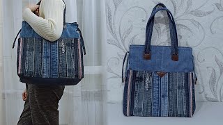 Denim alterations. I am sewing a large simple bag that is easy to use.Upcycling