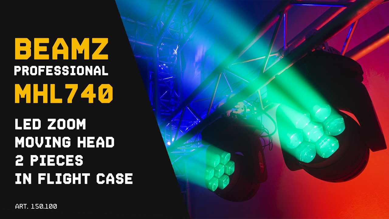 BeamZ Professional MHL740 LED Moving Head Zoom 7x40W 2 pieces in Flightcase   150103