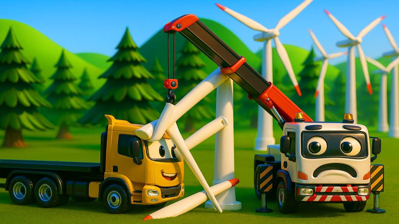 Vehicles Team Crews Are Fixing Problems At The Wind Farm!🚜🔧 | Funny Construction Vehicle Animation