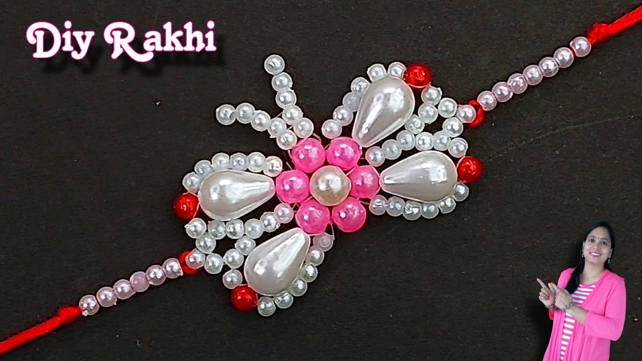 HOW TO MAKE BUTTERFLY SHAPED RAKHI WITH PEARLS /DIY RAKHI BEADSMAKING ...