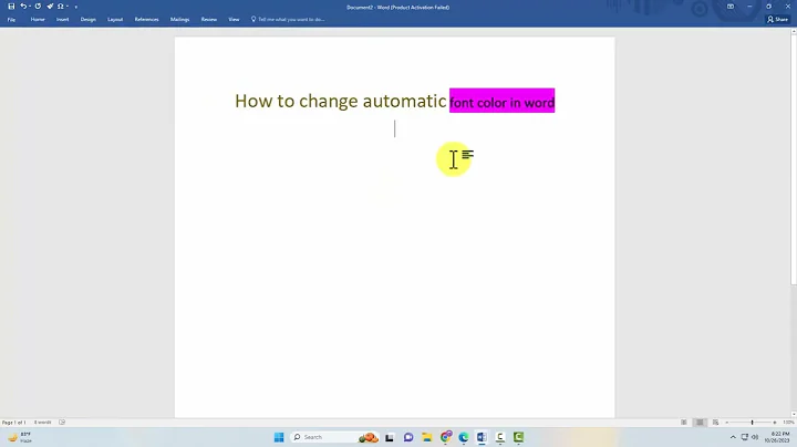 How to change automatic font color in word