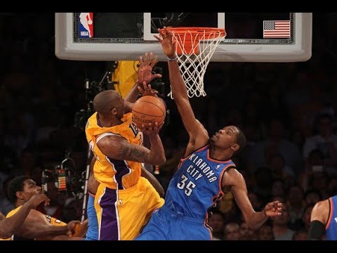 Kevin Durant blocks Kobe Bryant 5 times
